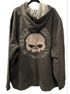 Harley Davidson NWT Willie G Skull Zip Front Hoodie Men's Size 4XL Biker Gray